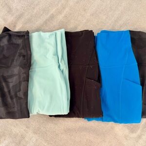 lululemon athletica Black, Mint (NWOT), Blue (NWOT) and camo (2) Leggings Set-